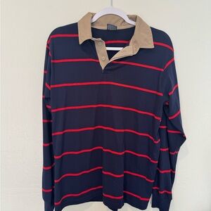 Le Tigre Navy and Red Striped Casual Button Down Shirt
